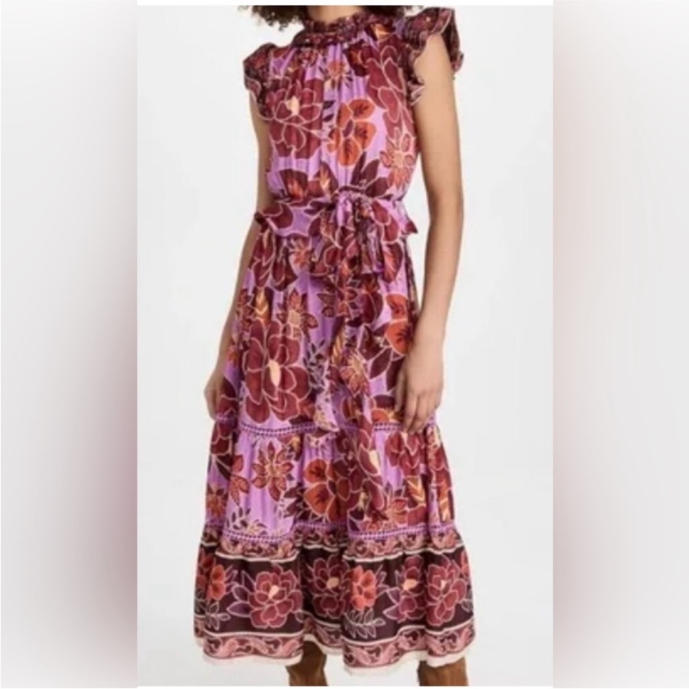 Farm Rio Sweet Floral Lilac Midi Dress - Picture 3 of 16
